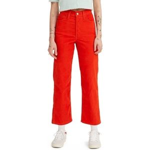 Levi’s Premium Ribcage Straight Leg Ankle Corduroy Red Pants Sz 25,30 NWT